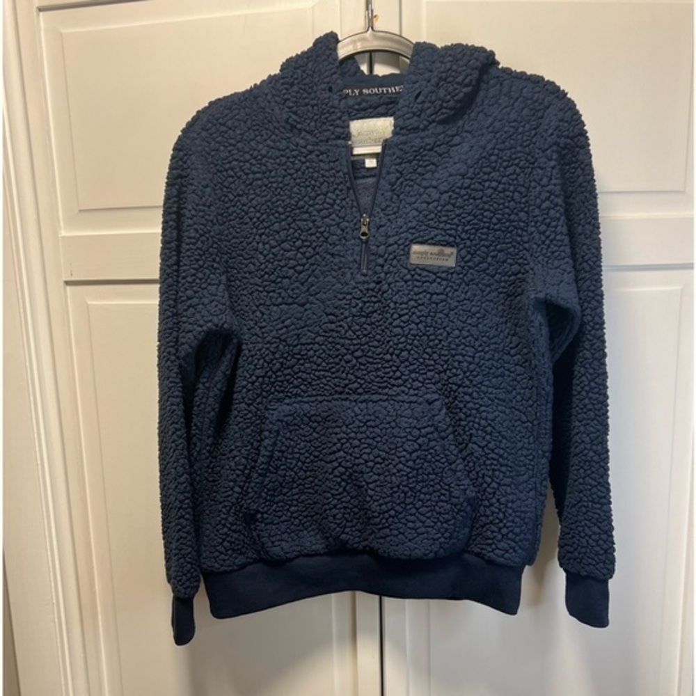 Simply Southern Sherpa Teddy Bear Sweater/Pullover Size Medium Color Nav…